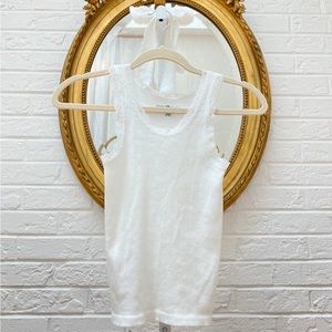 Brandy Melville White Lace Trim White Tank Top